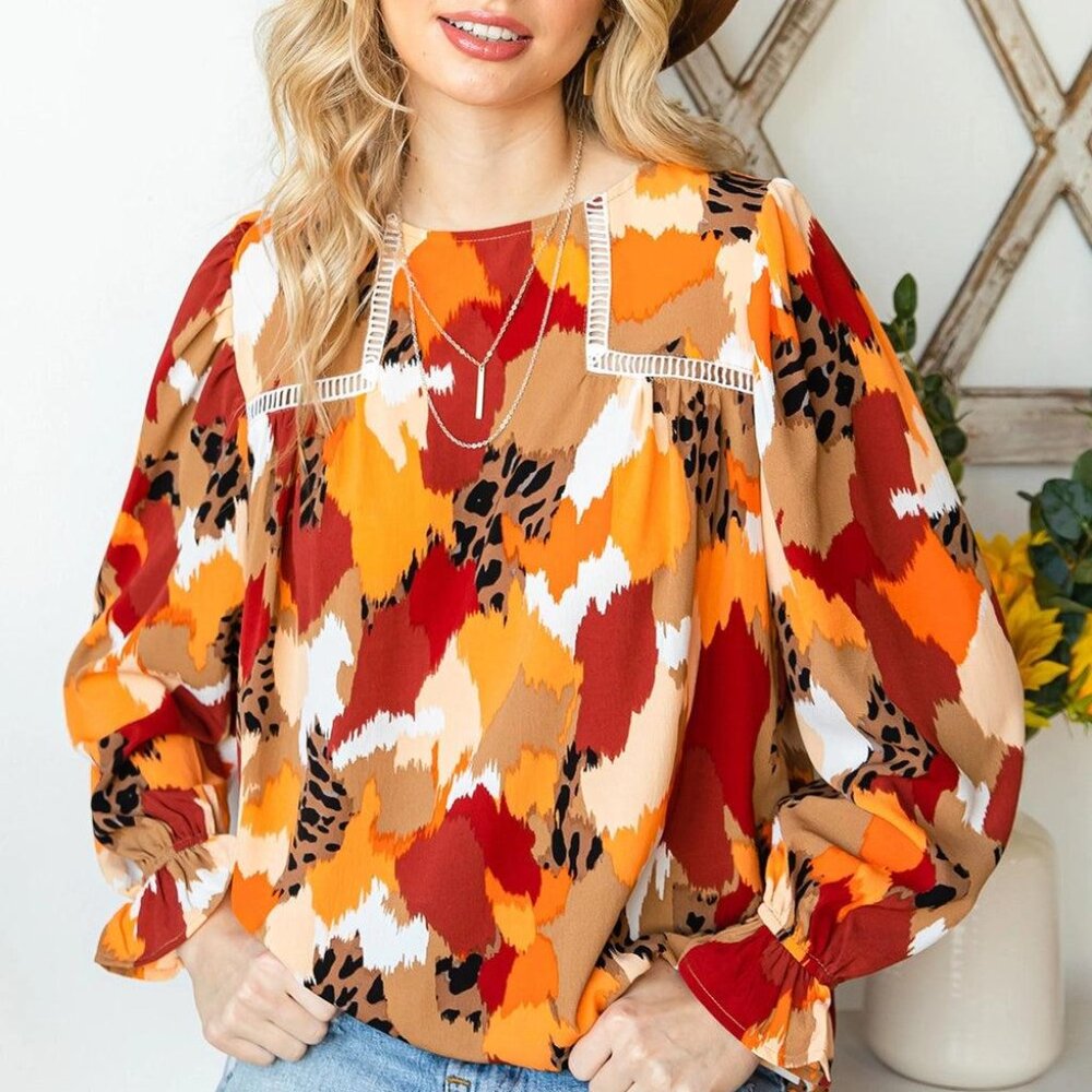 NWT  Trendsi Abstract Printed Long Sleeve top